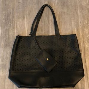 J Crew Perforated Heart Leather Tote